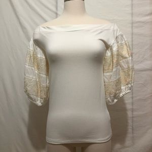 NWT Free People Wide neck (or off the shoulder) puff sleeve top